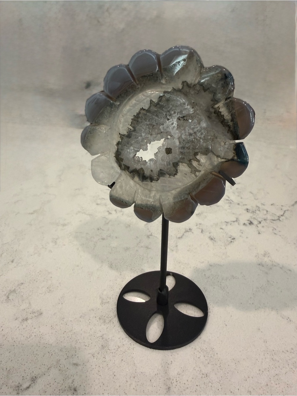 Moss Agate Sunflower on Stand